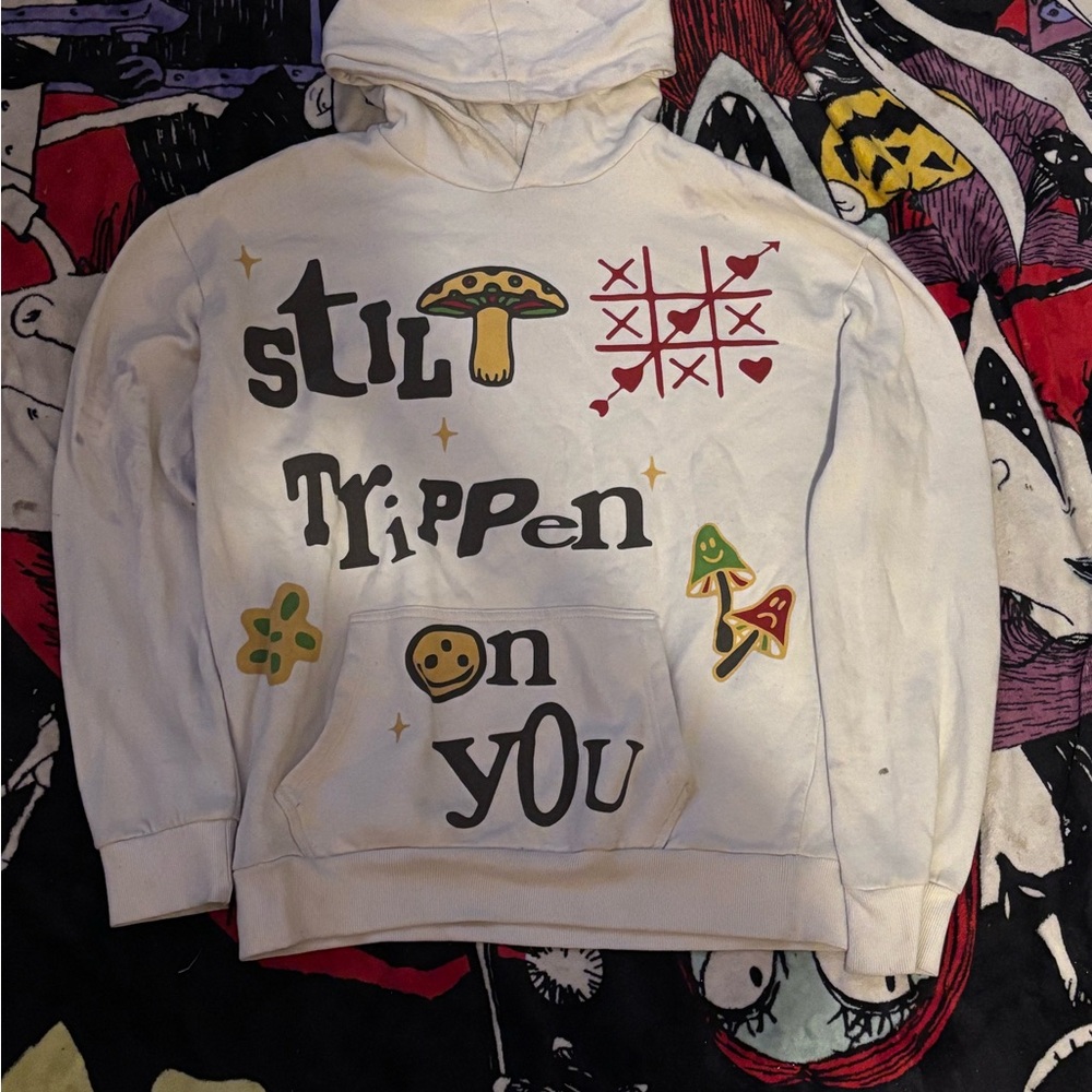 White Graphic Hoodie with Fun Design